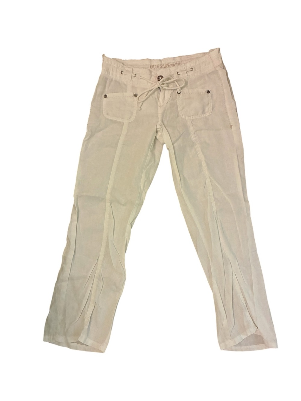 Vintage Guess White Linen Drawstring capris